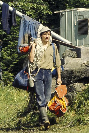 Andrej Hudoklin, vodja jamarskih taborov na Kočevskem rogu, 1984. Foto Marko Pršina.