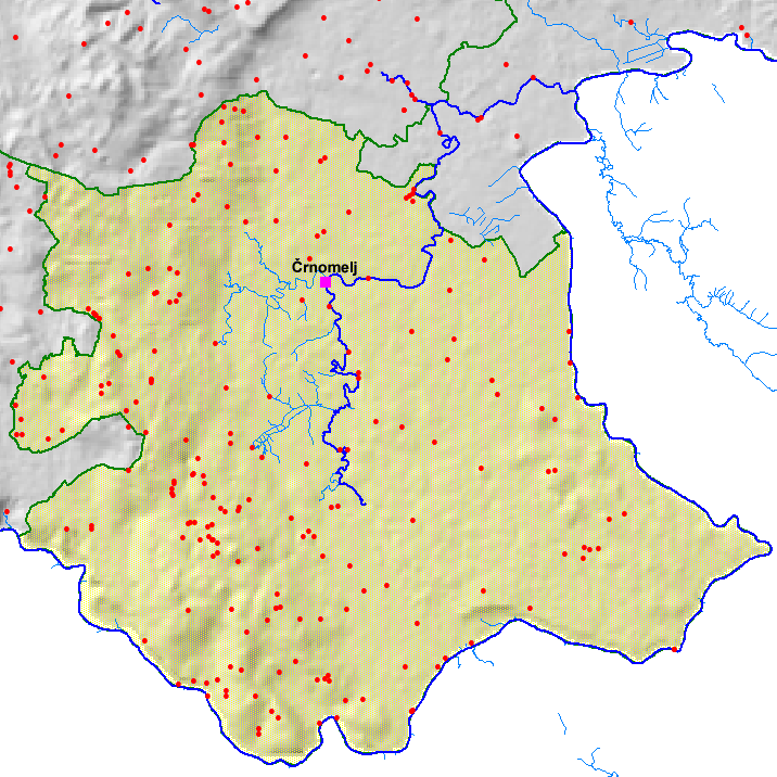 Dolenjske jame po občinah.