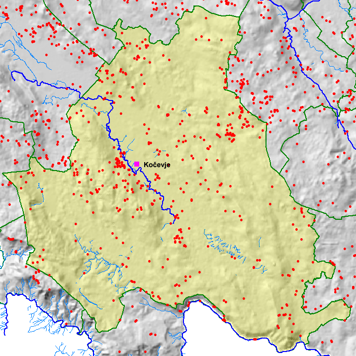 Dolenjske jame po občinah.