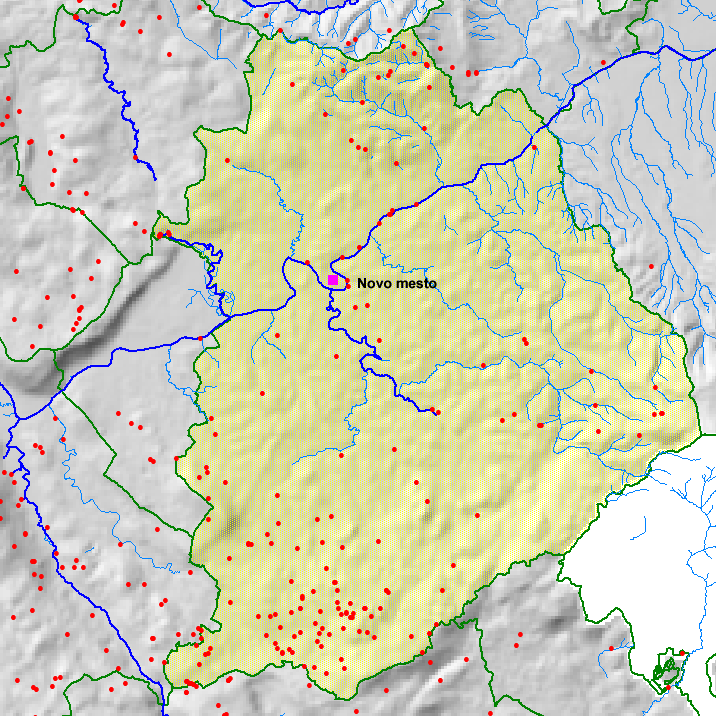 Dolenjske jame po občinah.
